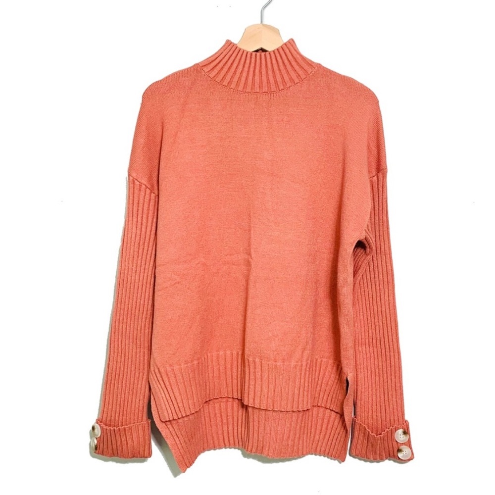 Mock Neck Long Sleeve Boxy Sweater Anrabess Coral Size Small NWT Jumper